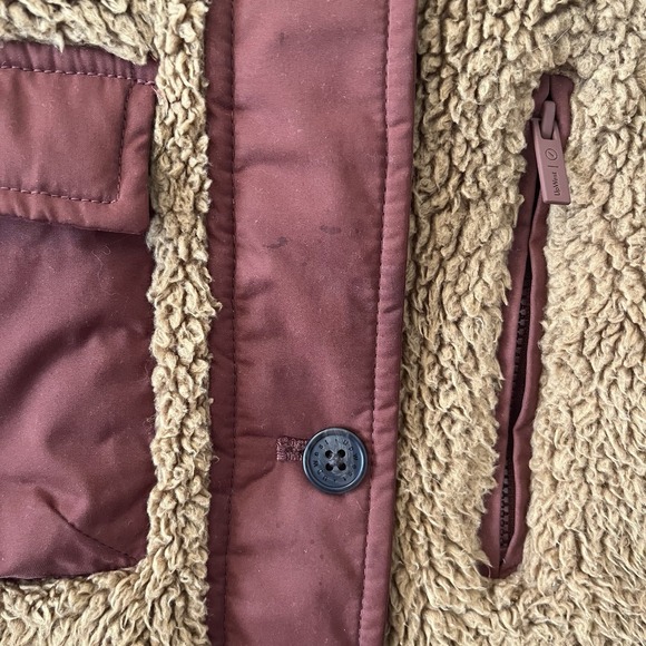 UpWest Womens Jacket Size L Sherpa Teddy Full Zip Pockets Hooded Brown Cropped - Picture 5 of 15